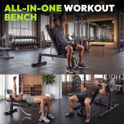 Adjustable Weight Bench for Full Body Workout, 1300 LBS Weight Capacity Bench Press Bench of Home Gym Strength Training, Incline Upright Flat Utility Workout Bench with Fast Adjustment