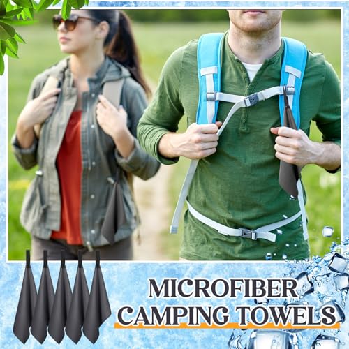10 Pcs Quick Dry Microfiber Camping Towels 25x32 cm, Dark Gray - color: Dark Gray