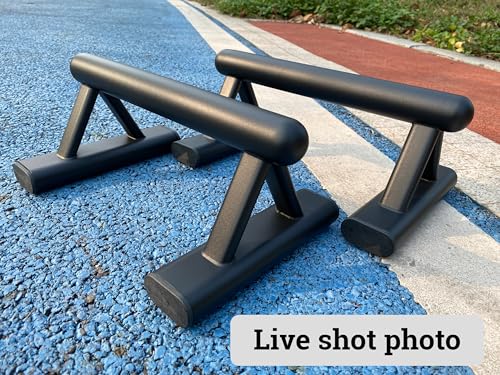 SELEWARE Wood Push Up Bars Steel Calisthenic Parallette Bars Handstand Bars - color: B: Steel Grip (14.5"L x 6"H)