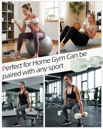 Abahub Dumbbell Set for Home Gym, 4 in 1 Adjustable Weights Dumbbells Set with Kettlebell Grip Converter for Women - color: Green, style: Pair