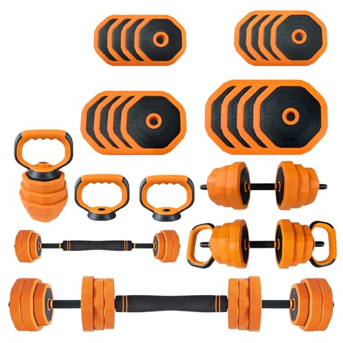 GarveeLife 4-in-1 Adjustable Dumbbell Set, Weight Set Used as Dumbbell, Barbell, Kettlebells & Push up Stand, Home Gym Fitness Exercise Equipment for Men Women - size: 66 LBS