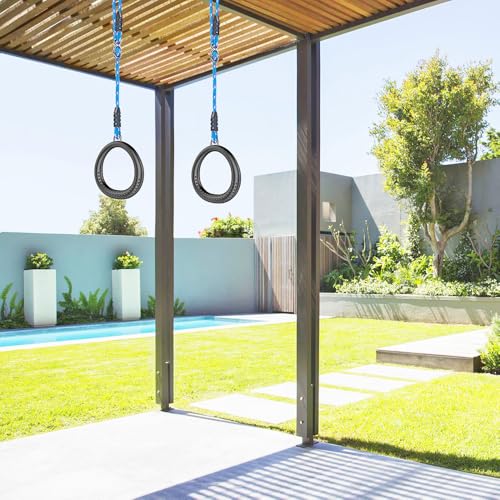 SELEWARE Trapeze Swing Rings, Non-Slip Gymnastic Rings Pull Up Exercise Rings for Home Gym Playground Ninja Warrior Obstacle Course Training Workout