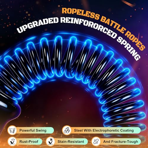 Cordless Battle Ropes, Adjustable Ropeless Battle Rope for Home Gym Workout, Portable Arm Fitness Equipment for Strength Training & Cardio, No Anchor Needed with Training Poster