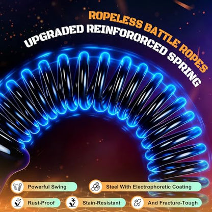 Cordless Battle Ropes, Adjustable Ropeless Battle Rope for Home Gym Workout, Portable Arm Fitness Equipment for Strength Training & Cardio, No Anchor Needed with Training Poster
