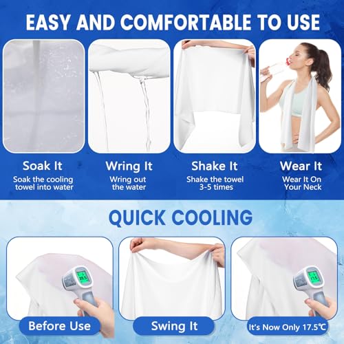 150 Pack Cooling Towels Bulk 40 x 12 Inch Large Chilly Breathable Sweat Sports Cold Towels Sublimation Microfiber Ice Neck Rag for Hot Weather Workout Gym Team Gift (Dark Blue,Light Blue,White) - color: Dark Blue,light Blue,white