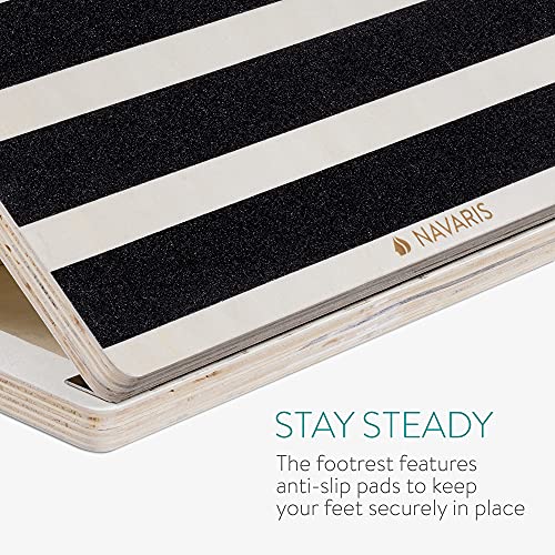 Navaris Slant Board Calf Stretcher - Adjustable Wood Incline Board for Stretching Calves - Wooden Exercise Wedge Tilt Ramp - with Grip Tape Strips - style: stripes