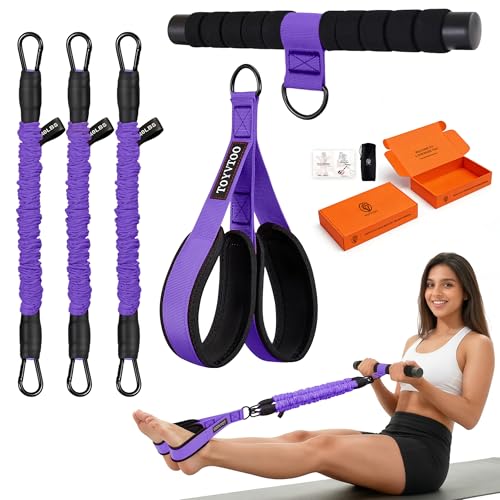 Adjustable Pedal Resistance Band, 3-Tube Pedal Puller for Sit Up Exercise, Tummy Trimmer for Abdomen, Waist, Arm, Leg & Full Body Workout, Home Gym Fitness for Men & Women - color: purple, size: 40lbs