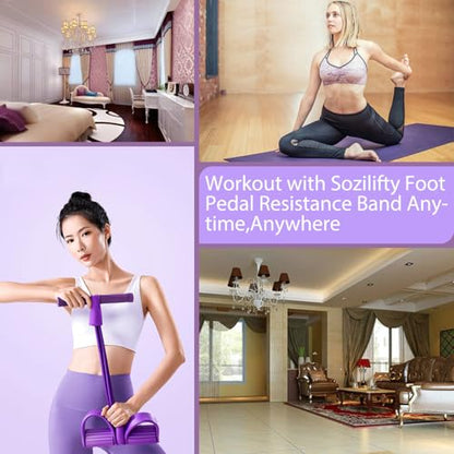 6-Tube Pedal Puller Resistance Rope,Foot Pedal Resistance Band,Yoga Elastic Exercise Bands, for Women Jump Fitness, Abdomen/Arm Weight/Waist/Leg Stretching Slimming Training - color: Purple