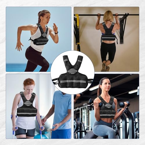 Adjustable Weighted Vest, Neoprene Weight Vest for Jogging,Walking, Running with Reflective Strips and Mesh Pockets