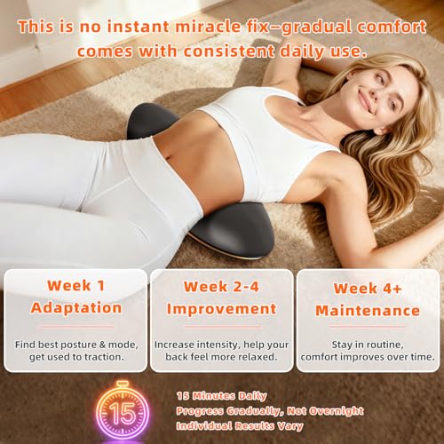 Zenopax 4-in-1 Electric Lumbar Traction Device - Adjustable Lower Back Massager for Pain Relief Deep Tissue with Heat, Vibration, Electrotherapy, Home Lumbar Decompression ＆ Sciatica Relief(Golden)