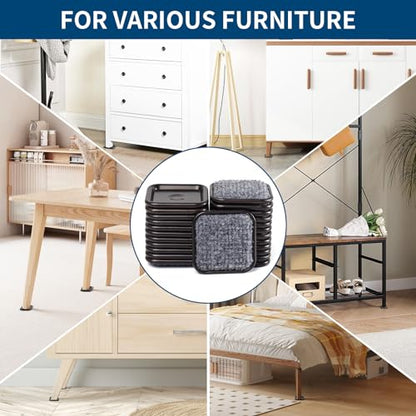 Ezprotekt 2 1/2" Square Carpet Bottom Furniture Caster Cups, 16 Pcs Reusable Furniture Coasters, Felt Furniture Sliders Pads to Protect Hardwood, Tile or Carpetd Floors from Scratches (Brown/Gray) - size: 2-1/2 inch