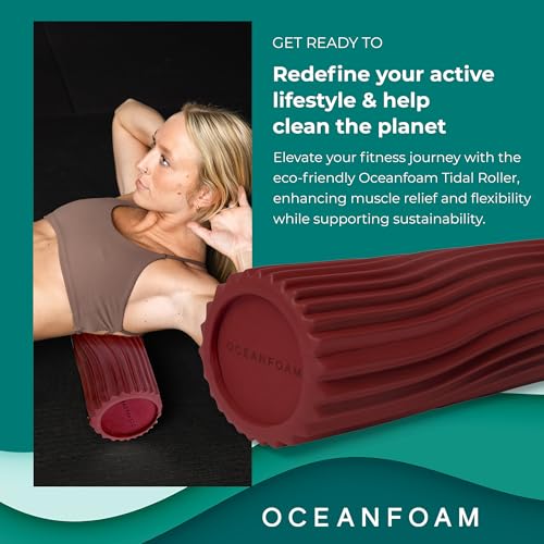 Tidal Roller - Maroon - Muscle Massage Foam Roller for Back Pain & Stretching - Firm and Ergonomic Wide Wave Textured - Yoga, Athletics, & Wellness - Full Size, 20" x 5" - color: Maroon
