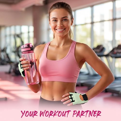 Workout Gloves for Women Lightweight Sweat-Wicking Breathable Gym Gloves with Silicone Grip, Padded Palm for Light Training Dumbbells, Cycling, Yoga, Pilates, Everyday Fitness