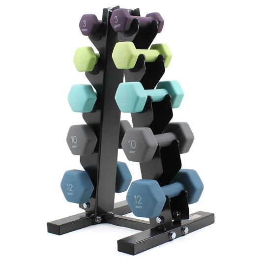 XPRT Neoprene Dumbbell Set with Rack - 5-Pair Weights for Home Gym