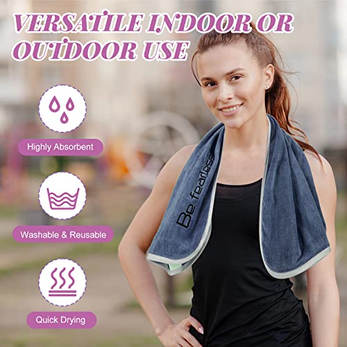 24 Pcs Microfiber Gym Towels for Men and Women, Soft Be Fearless Sweat Workout Towels for Yoga Sports Exercise Fitness Bath Home Cycling Swimming Camping