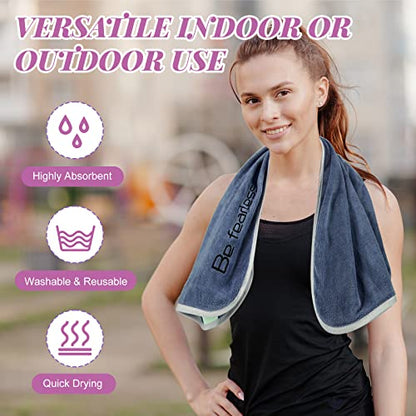 24 Pcs Microfiber Gym Towels for Men and Women, Soft Be Fearless Sweat Workout Towels for Yoga Sports Exercise Fitness Bath Home Cycling Swimming Camping