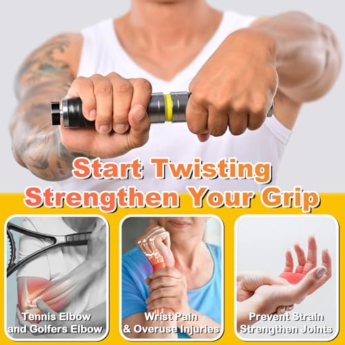 Grip Strength Trainer, Adjustable Resistance for Hand, Wrist & Forearm Strengthener with All-Metal Build, Portable Wrist Roller Exercise Equipment for Home Gym