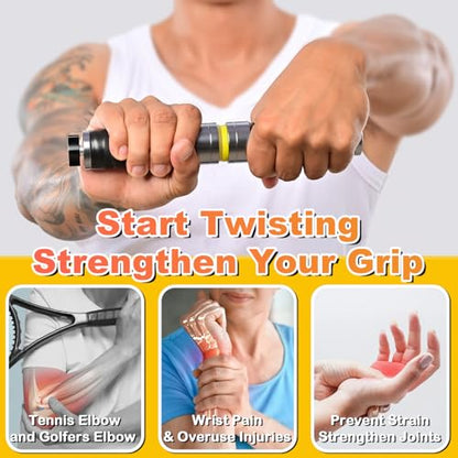 Grip Strength Trainer, Adjustable Resistance for Hand, Wrist & Forearm Strengthener with All-Metal Build, Portable Wrist Roller Exercise Equipment for Home Gym