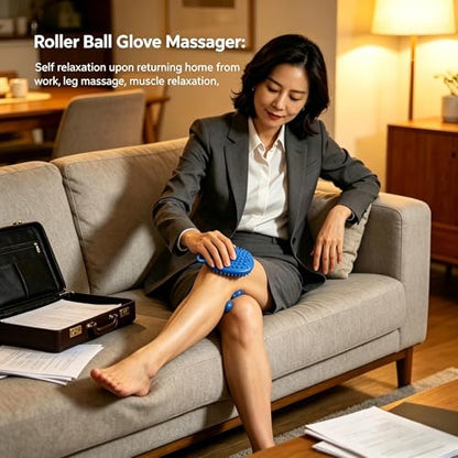 Roller Ball Glove Massager, Lymphatic Massage Tool Gua Sha Fascia Muscle Release for Face, Neck, Back, Abdomen, Legs & Full Body, Medium