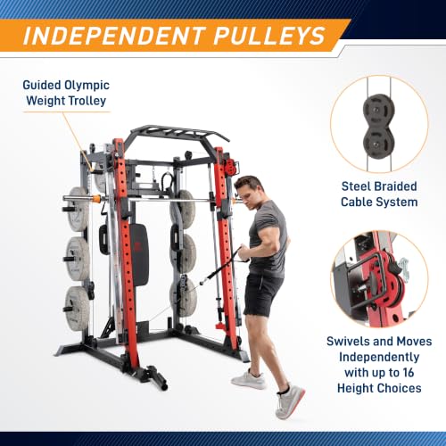 Marcy Smith Machine Cage System Home Gym Multifunction Rack, Customizable Training Station - style: Home Gym Cage + 230lb Weight Set