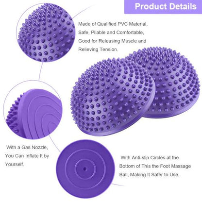 Foot Massage Ball, Inflatable Half Yoga Balls Massage Point Exercises Trainer Fitness for Kids Adults Sports Foot Massages