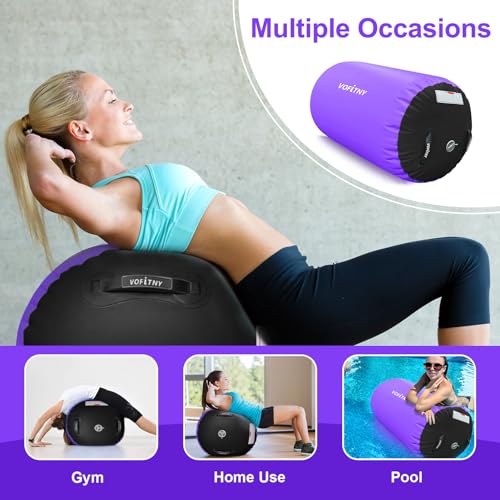 VOFiTNY Gymnastics Air Barrel Tumbling Equipment Back Handspring Trainer - color: Black/Purple No Pump, size: 3.3'L x 2.3'D