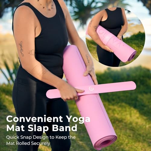 Nolava Yoga Mat with Bag – 72 x 24 inch, 1/4 inch Thick Non-Slip Mat – Includes Slap Band, Black Zippered Carry Tote with Mat Sleeve & Inner Pocket – For Yoga, Pilates, Home or Studio.