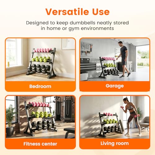 Dumbbell Rack, 3-Tier Dumbbell Weight Rack for Home Gym, Dumbbell Set for Dumbbell Kettlebell Barbell, Heavy Duty Weight Storage Organizer, Dumbbell Rack Stand Only