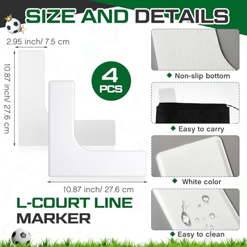 4 Pcs Flat Court Corner Markers for Soccer Goals Rubber Space Non Slip Training Markers for Football, Field Hockey & Lacrosse
