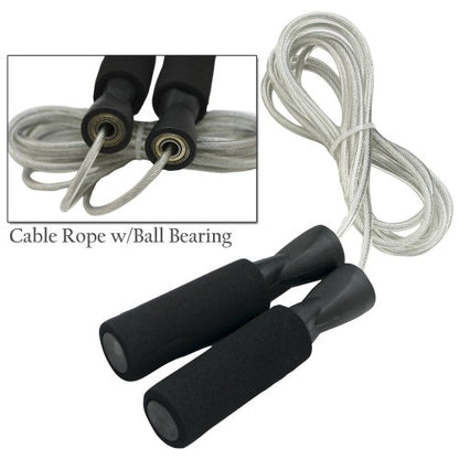 DA VINCI Weighted 10 ft Adjustable Speed Cable Jump Rope with Ball Bearing Handle Mechanism and 1/3 lb Weight in Each Handle - color: Black