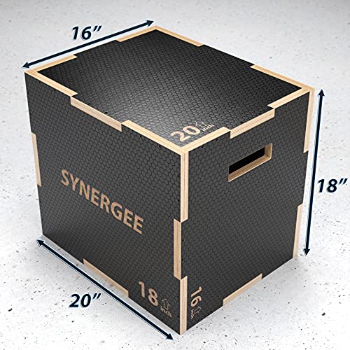Synergee 3 in 1 Non-Slip Plyometric Box for Jump Training and Conditioning. Wooden Plyo and Soft Plyo Box All In One Jump Trainer. Sizes 20/18/16, 16/14/12 - color: Non-Slip - 20/18/16