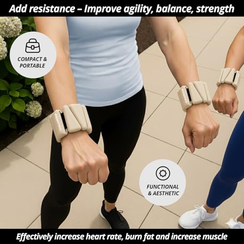 Wrist & Ankle Weights, Adjustable Bands for Women & Men Workouts, Set of 2 – 2lb or 4lb (1lb or 2lb each strap) Ideal for Runs, Jogs, Walks, Yoga, Dance, Pilates, Cardio, Aerobics, Strength Training