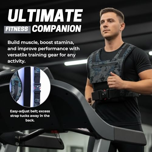 Adjustable Weighted Vest W/ Removable Iron Bars - 26lb Weight Vest For Men & Women W/Washable Liner & Cobra Style Buckle | 1000D Strength Training Workout Vests For Body Weight, Running, Walking & Crossfit Workout