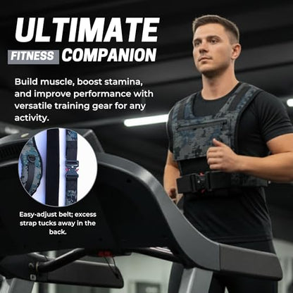 Adjustable Weighted Vest W/ Removable Iron Bars - 26lb Weight Vest For Men & Women W/Washable Liner & Cobra Style Buckle | 1000D Strength Training Workout Vests For Body Weight, Running, Walking & Crossfit Workout