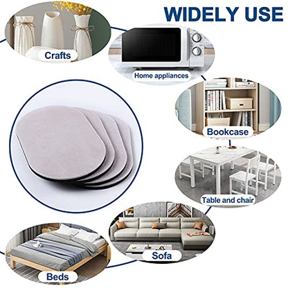 Ezprotekt Large Furniture Sliders for Carpet and Hardwood Floors, 8 Pack 9-1/2" x 5-3/4" Reusable Oval Heavy Duty Furniture Moving Pads, 4 Pcs Hard Floor Felt Sliders+4 Pcs Carpet Sliders (Beige)