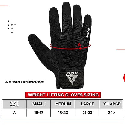 RDX Weight Lifting Gloves Gym Workout, Full Finger Touch Screen, Breathable Anti Slip Padded Palm Protection, Fitness Strength Training Powerlifting HIIT WOD Exercise, Men Women Home Gym Cycling - color: BLACK, size: Medium
