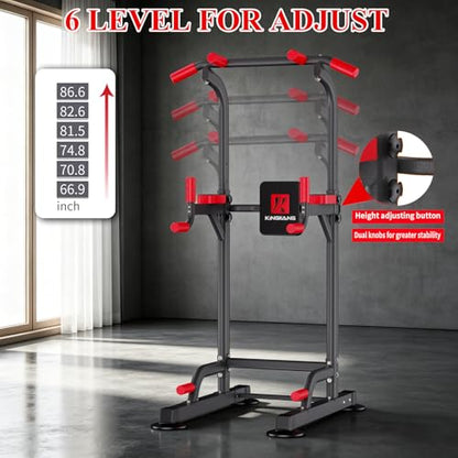 K KiNGKANG Power Tower Pull Up Bar Station, Load 450 lbs with 6-Height Adjustment Workout Dip Station for Home Gym Fitness Equipment