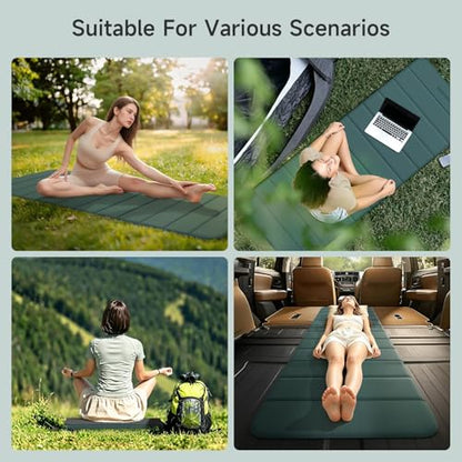 12-Fold POE Yoga Mat 75x26x0.4 Inches – Non-Slip, Compact & Workout-Friendly for Yoga, Pilates, Strength Training & Meditation - color: Dark green+Dark grey