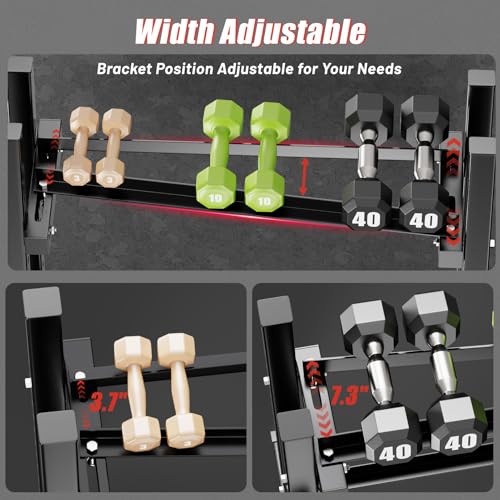 3-Tier Adjustable Dumbbell Rack, Heavy-Duty Weight Rack for Home Gym, Space-Saving Weight Storage Rack for Dumbbells, Kettlebells, Barbells & Plates (Rack Only) - size: 33.8X19.7X37inch