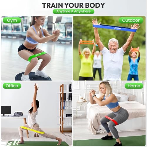 TonedUp Resistance Loop Exercise Bands - Pack of 5 Resistance Loops Coded Strength Levels, Instruction Guide & Carry Bag, Heavy Duty Stretching & Workout Bands for Women & Men