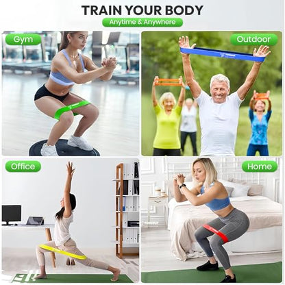TonedUp Resistance Loop Exercise Bands - Pack of 5 Resistance Loops Coded Strength Levels, Instruction Guide & Carry Bag, Heavy Duty Stretching & Workout Bands for Women & Men