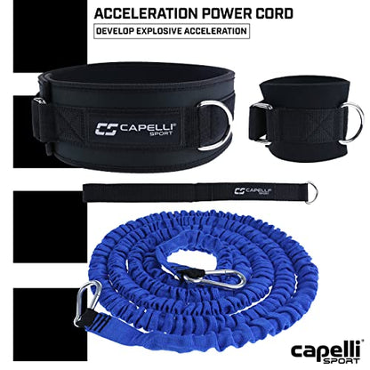 Capelli Sport Running Resistance Band, Resistance Bungee Cord Belt for Speed Running, Blue/Black, 8 ft Length