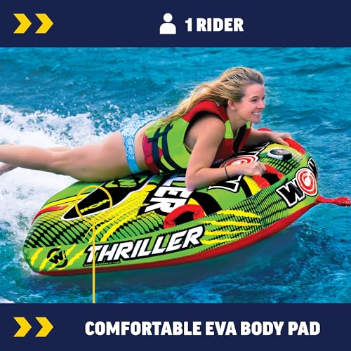 Wow Sports Thriller Towable Deck Tube for Boating Adults, Tubing Boat Inflatable for Water Sports - size: 1 person