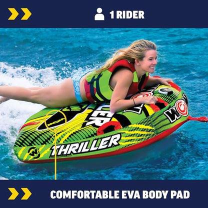 Wow Sports Thriller Towable Deck Tube for Boating Adults, Tubing Boat Inflatable for Water Sports - size: 1 person
