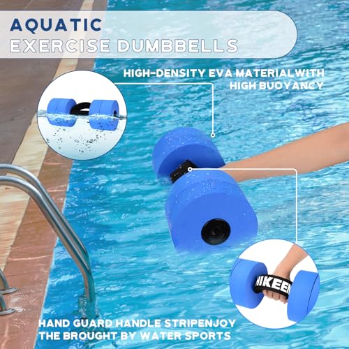 Hikeen 6-Piece Water Aerobics Pool Exercise Equipment, Aqua Aerobics Equipment Set,Includes High Density Water Dumbbell Aqua Belt and Ankle Weights for Aquatic Therapy,Pool Fitness