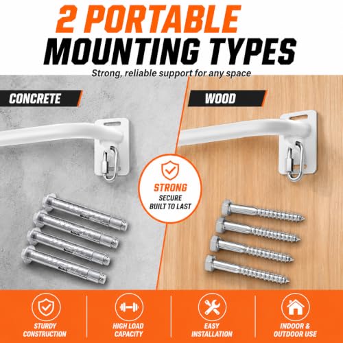 Wall Mounted Pull Up Bar - Heavy Duty Chin Up Bar, Pull-Up Bar for Garage, Joist, Wall Mount - Multifunctional Fitness Bar, Supports up to 600 Lbs - color: White01