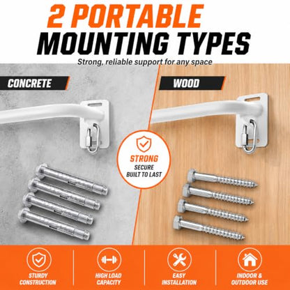 Wall Mounted Pull Up Bar - Heavy Duty Chin Up Bar, Pull-Up Bar for Garage, Joist, Wall Mount - Multifunctional Fitness Bar, Supports up to 600 Lbs - color: White01