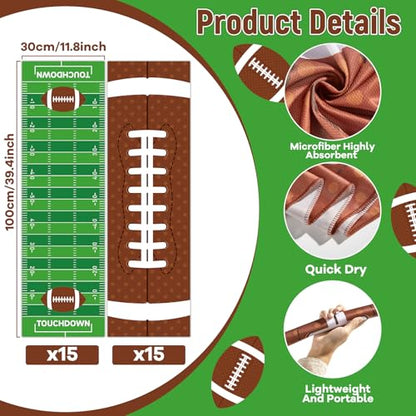 30Pcs Football Cooling Towels for Neck and Face 40 x 12 Inch Football Sports Team Gifts Workout Ice Towel for Gym Sweat Microfiber Breathable Chilly Bulk Neck Wraps for Athletes Camping Travel Yoga - style: Football