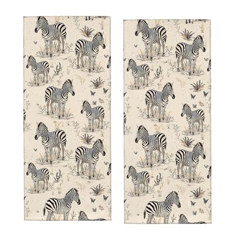 Vintage Zebra Hand Towel for Bathroom 2 Pack,Soft Microfiber Face Towels for Bath,Kitchen,Spa,and Gym,Decorative Absorbent Polyester Towels,Perfect for Home or Hotel Decor 14.5x28in - color: Zebra14