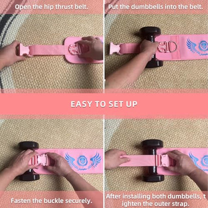 2-in-1 Hip Thrust Belt for Women & Men – Heavy Duty Glute Workout Equipment for Dumbbell, Kettlebell & Plate Exercises – Supports 300 lbs – Weighted Dip Belt for Home & Gym Workouts